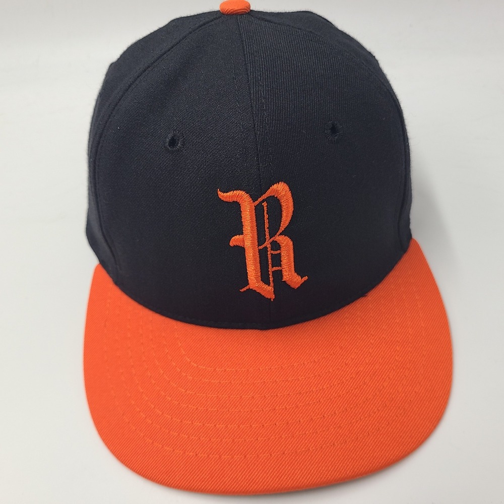 Vintage Richmond Virginians Hat Fitted 7 3/8 Roman Black Orange Leather Band Men